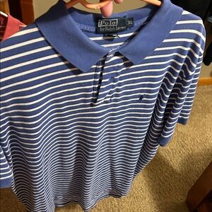 Polo by Ralph Lauren Men's Blue and White Striped Shirt